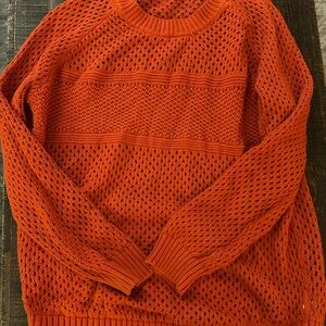 Prana Women's Orange Textured Crewneck Sweater